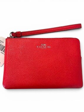 NWT COACH Corner Zip Wristlet in Bright Poppy New with Tags